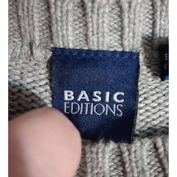 Basic Edition Sweater Men's Extra Large Gray Red White Blue Patriotic Grandpa - Picture 4 of 6